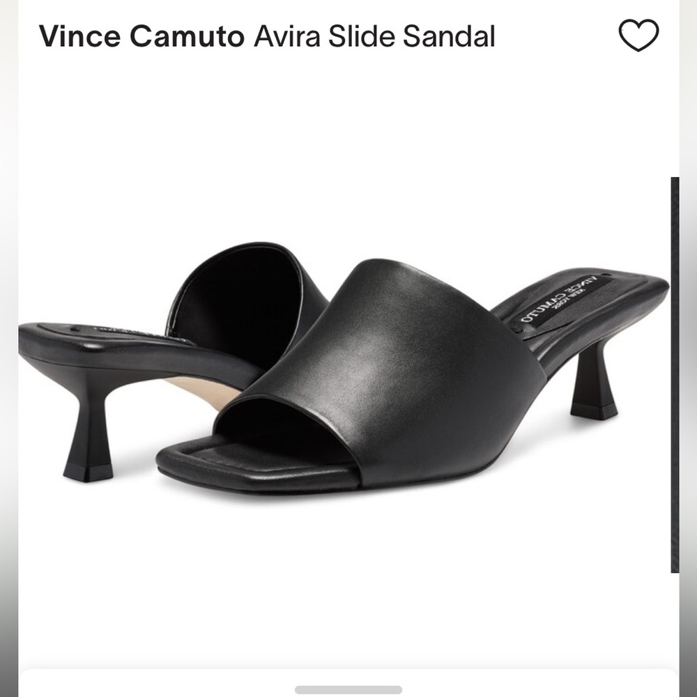 VINCE CAMUTO AVIRA SLIDE SANDAL Size 6 Black Leather